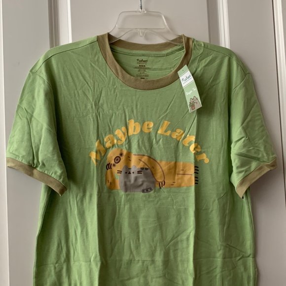 PUSHEEN CAT Garden Green T-Shirt Sz M - Picture 3 of 4